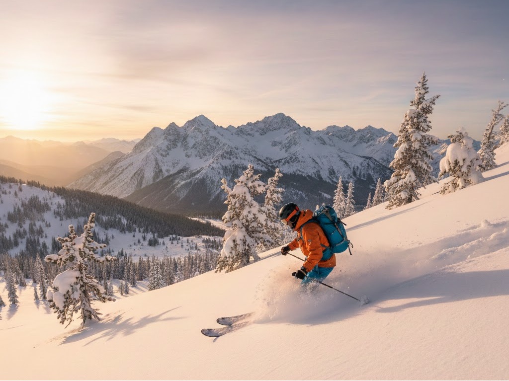 skieur dans la poudreuse hors piste